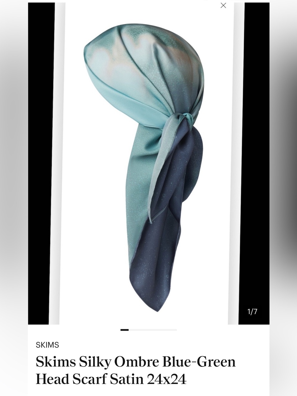 NWT in original packaging skims silky headscarf. Bluish green